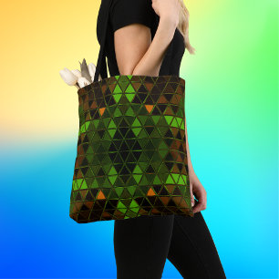 Geometrisches Kaleidoskop Grün und Orange Tasche