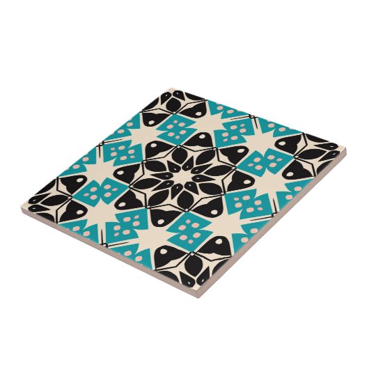 Geometrisches Kaleidoskopisch Aquamarines Blaues M Fliese (Seite)