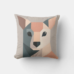 Geometrisches Känguru-Porträt Minimalistisch Kissen
