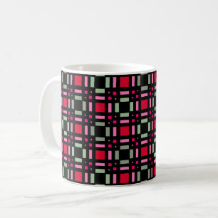Geometrisches Karo grün rot schwarze Streifen Kaffeetasse