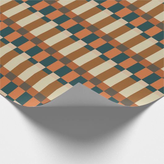 Geometrisches Karo Muster im Herbst Geschenkpapier (Ecke)