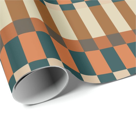 Geometrisches Karo Muster im Herbst Geschenkpapier (Rolleneckpunkt)