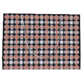 Geometrisches Karomuster kariert braun Große Geschenktüte (Rückseite)