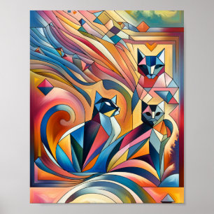 Geometrisches Katzenkunstposter Poster