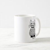 Geometrisches Katzenschwarz und Weiß Kaffeetasse (VorderseiteRechts)