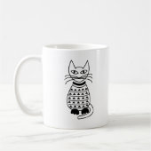 Geometrisches Katzenschwarz und Weiß Kaffeetasse (Links)