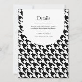 Geometrisches klassisches Schwarz-Weiß-Hahnentritt Einladung (Rückseite)