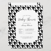 Geometrisches klassisches Schwarz-Weiß-Hahnentritt Einladung (Vorne/Hinten)