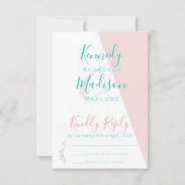 Geometrisches Korallenbemerkungsbudget RSVP Karte