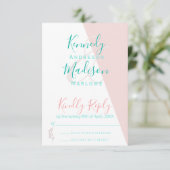 Geometrisches Korallenbemerkungsbudget RSVP Karte (Stehend Vorderseite)