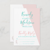 Geometrisches Korallenbemerkungsbudget RSVP Karte (Vorne/Hinten)