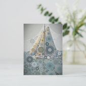 Geometrisches kreisförmiges Segelboot Kunstgeschen Postkarte (Stehend Vorderseite)