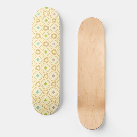 Geometrisches Kreismuster der Retro-Geometrie Skateboard (Vorderseite)
