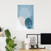 Geometrisches Kreisposter Blau Beige Überlappend Poster (Heimbüro)