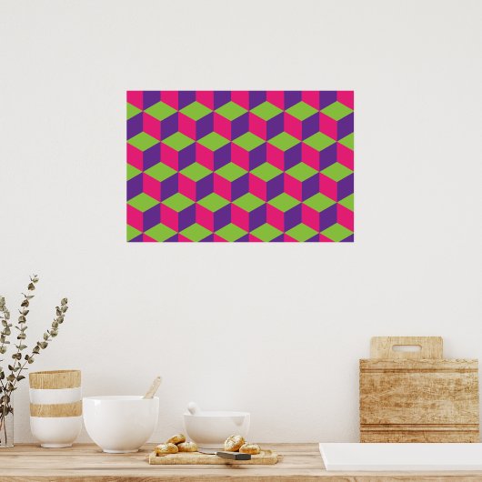 Geometrisches Kubikmuster Poster (Küche)
