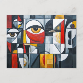 Geometrisches kubistisches Porträt Abstract Postkarte