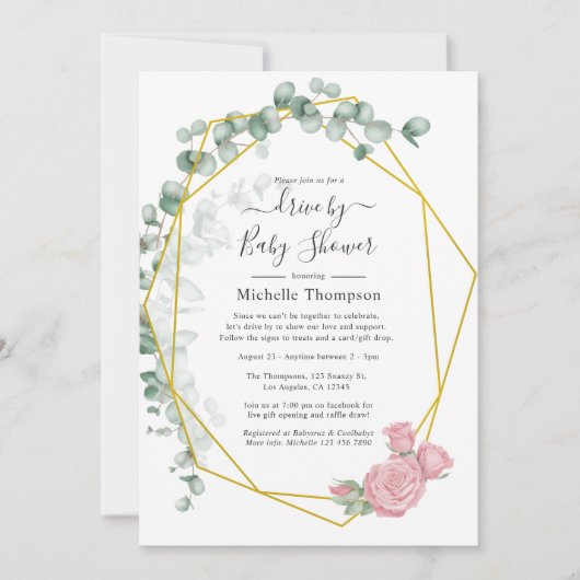 Geometrisches Laufwerk der Eukalyptus-Rose durch D Einladung (Vorderseite)