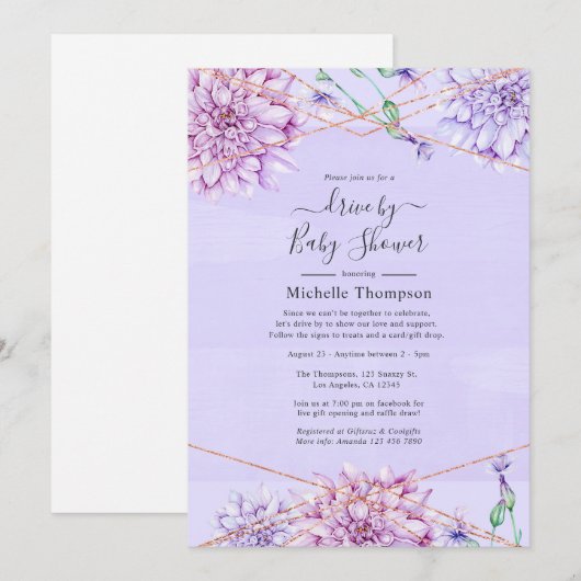 Geometrisches Lavendel- und Goldantrieb durch Dusc Einladung (Vorne/Hinten)