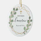 Geometrisches Leaf Greenery Baptized Keramik Keramik Ornament (Rechts)