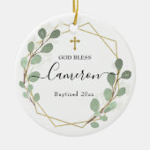 Geometrisches Leaf Greenery Baptized Keramik Keramik Ornament (Vorne)