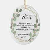 Geometrisches Leaf Greenery GodVater Boy Versprech Keramik Ornament (Rechts)