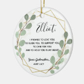 Geometrisches Leaf Greenery GodVater Boy Versprech Keramik Ornament (Links)