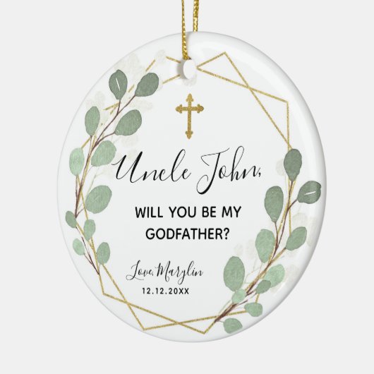 Geometrisches Leaf Greenery Werden Sie Großmutter Keramik Ornament (Links)