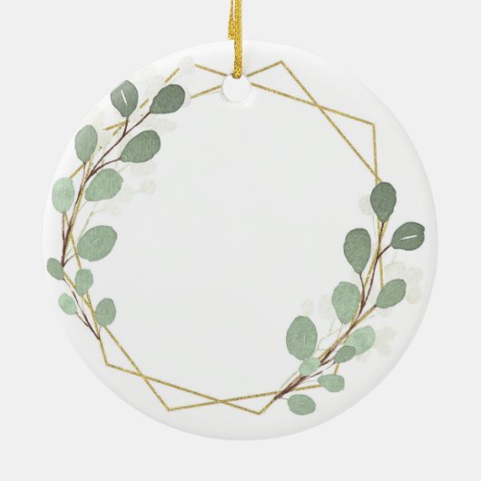 Geometrisches Leaf Grüne Mutter des Grooms Keramik Ornament (Hinten)