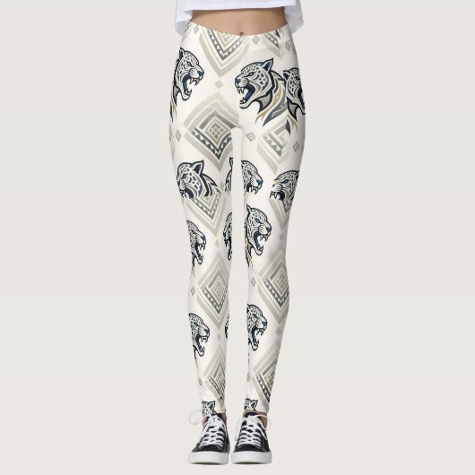 Geometrisches Leoparden-Patch-Muster Leggings (Vorderseite)