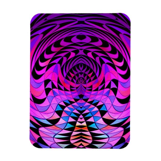 Geometrisches, leuchtendes, Lila Schwarzes Fraktal Magnet (Vertikal)
