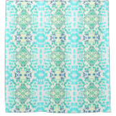 GEOMETRISCHES LICHT BLAU & GRÜNE BLÄTTER PATTERT DUSCHVORHANG (Vorderseite)