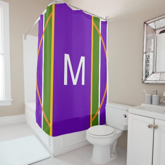 Geometrisches, Lila Gelb für Monogramm Duschvorhang (Beispiel)