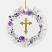 Geometrisches Lila Godmatratenpfällchen Keramik Ornament (Hinten)