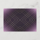 Geometrisches Lila Gold Gatsby Hochzeitsempfang Begleitkarte (Rückseite)