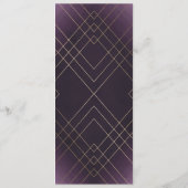 Geometrisches Lila Goldgatsby-Hochzeitmenü Menükarte (Rückseite)