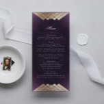 Geometrisches Lila Goldgatsby-Hochzeitmenü Menükarte<br><div class="desc">schlankes Menü,  um der Sammlung zu entsprechen *Wenn Sie mehr Papieroptionen wünschen,  kann dieses Design in ein schlankes Programm übertragen *oder für weitere Hilfe kontaktieren Sie mich</div>