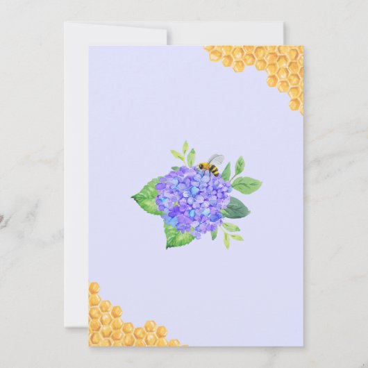 Geometrisches Lila Hydrangea Honey Bee Brautparty Einladung (Rückseite)
