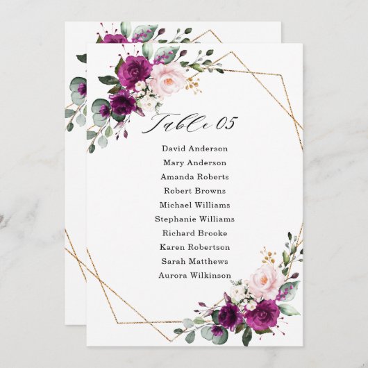 Geometrisches lila Pflaumenmuster in Rosa Einladung (Vorne/Hinten)