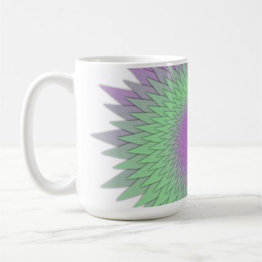 Geometrisches Lila und Grün Kaffeetasse (Links)