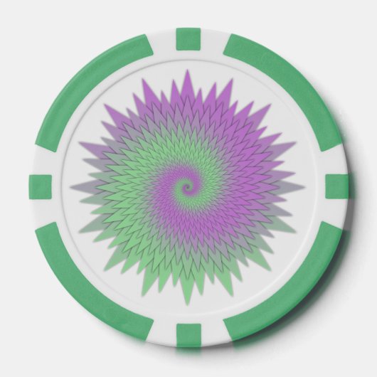 Geometrisches Lila und Grün Pokerchips (Vorderseite)