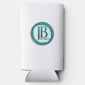 Geometrisches Lila und Grün Selters Dosenkühler (Rückseite)