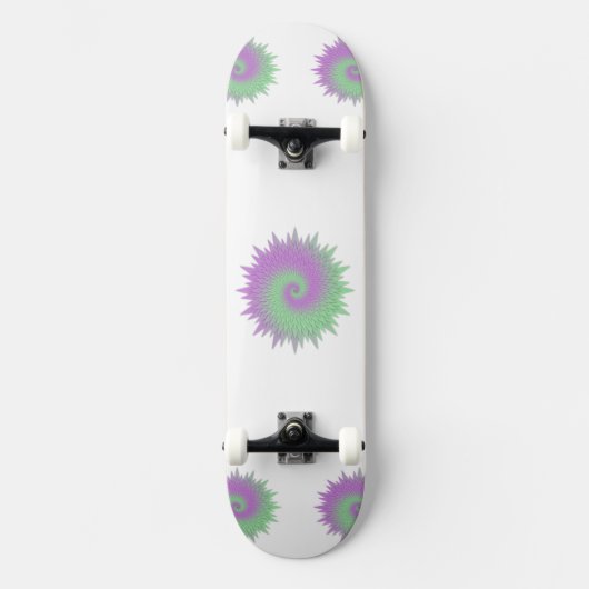 Geometrisches Lila und Grün Skateboard (Vorderseite)