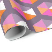 Geometrisches Lila und Orange Hexagon Muster Geschenkpapier (Rolleneckpunkt)
