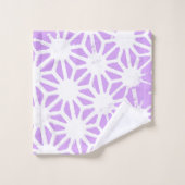 geometrisches Lilac-Muster Badhandtuch Set (Waschlappen)