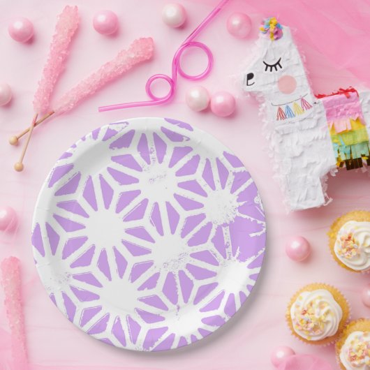 geometrisches Lilac-Muster Pappteller (Party)