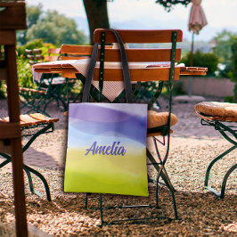 Geometrisches Limon-gelbes Lavendel mit Namen Tasche