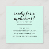 Geometrisches Lineart Chic Glitzer Minze grün Quadratische Visitenkarte (Rückseite)