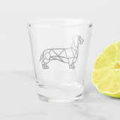 Geometrisches Linienbild einer Dackel Schnapsglas (Rückseite)