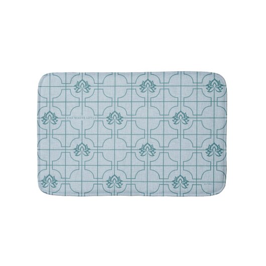 Geometrisches Lotus Grid-Muster - Der weiße Lotus Badematte (Vorderseite)