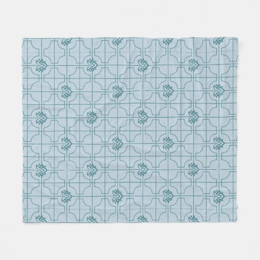 Geometrisches Lotus Grid-Muster - Der weiße Lotus Fleecedecke (Vorderseite (Horizontal))